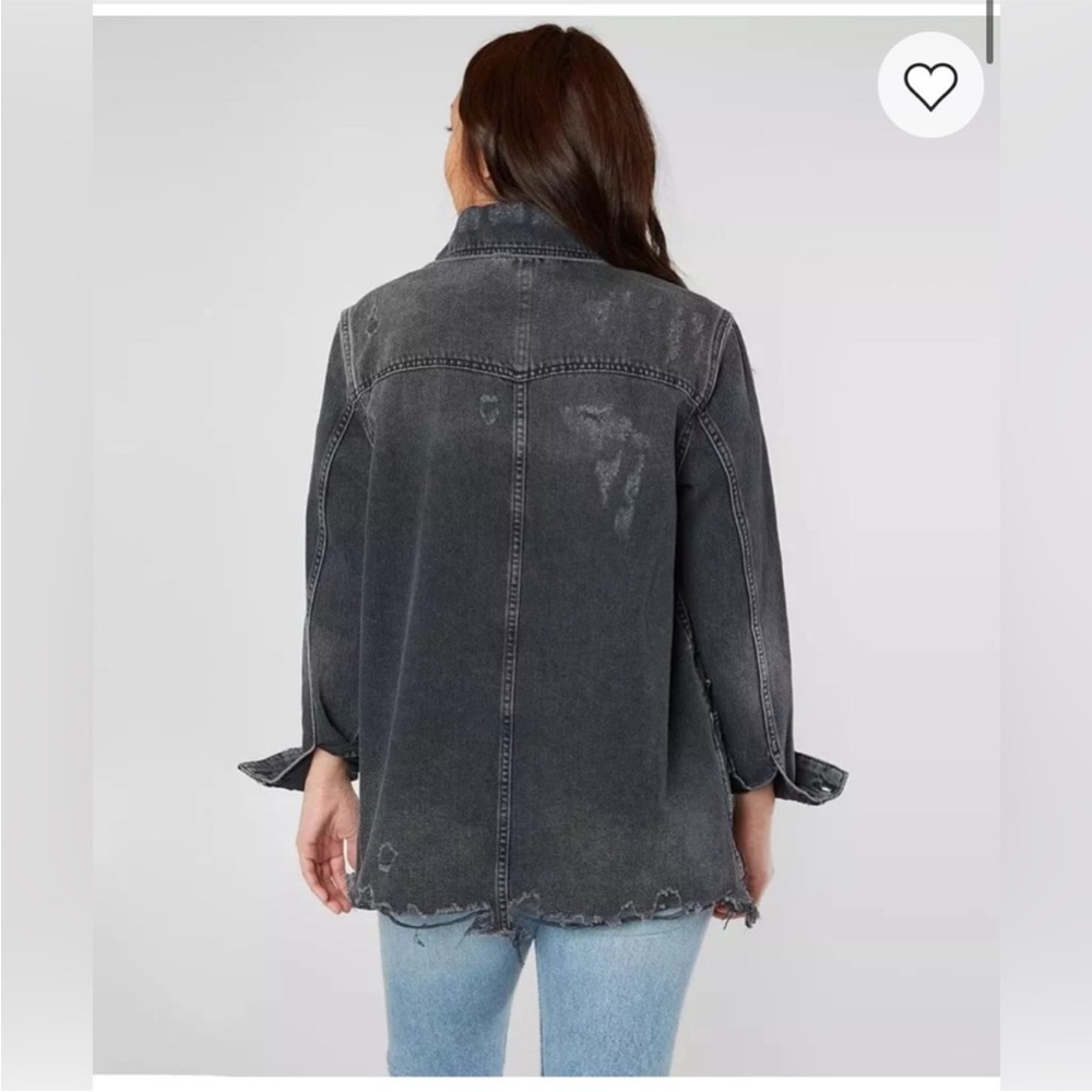 Free People Moonchild Denim Shirt Jacket faded Black XS - Picture 4 of 14